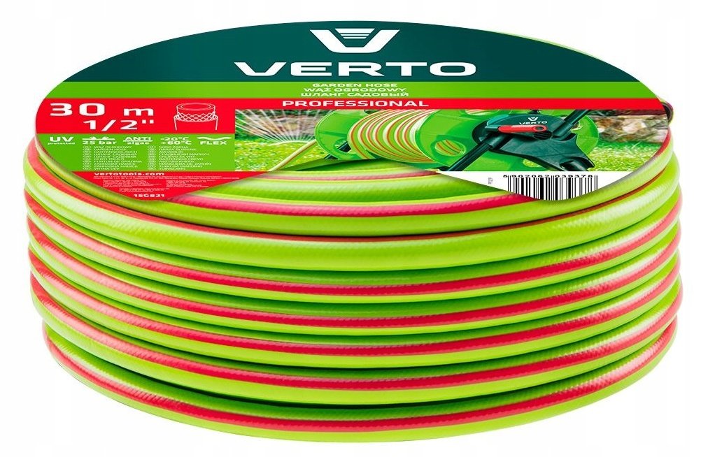 VERTO, Wąż ogrodowy 30 m, 1/2'PROFESSIONAL, 15G821