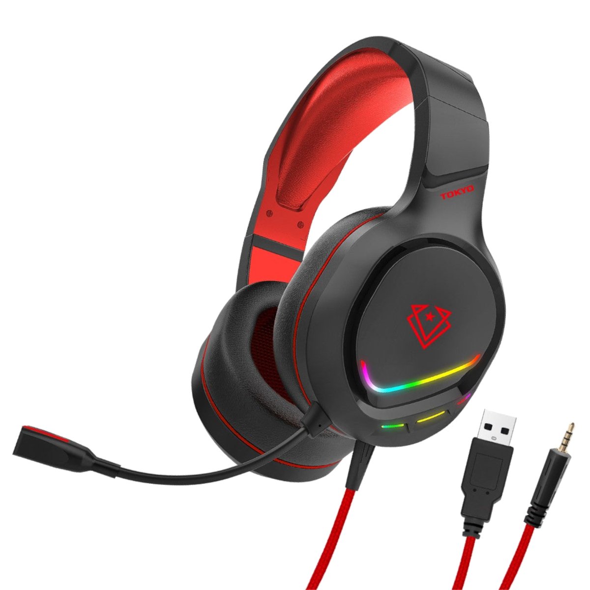 Vertux Słuchawki Gamingowe z Mikrofonem RGB Tokyo Czerwone - Vertux ...