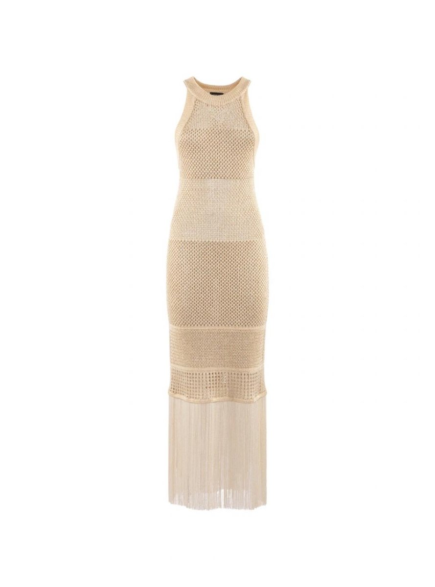 Abito Donna Verde In Crepe Leggero - Vestito Midi Con Maniche Lunghe, Scollo Rotondo E Fiocco, Vestibilità Regolare