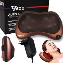 Vezo Poduszka Masująca Shiatsu Szyi Karku Pleców Masująca Grzejąca Masażer 4 Głowice Bez Ładowarki Samochodowej