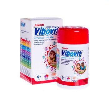 Vibovit Junior, suplement diety Witaminy + żelazo, owoce leśne, 30 tabletek do ssania dla dzieci - Vibovit