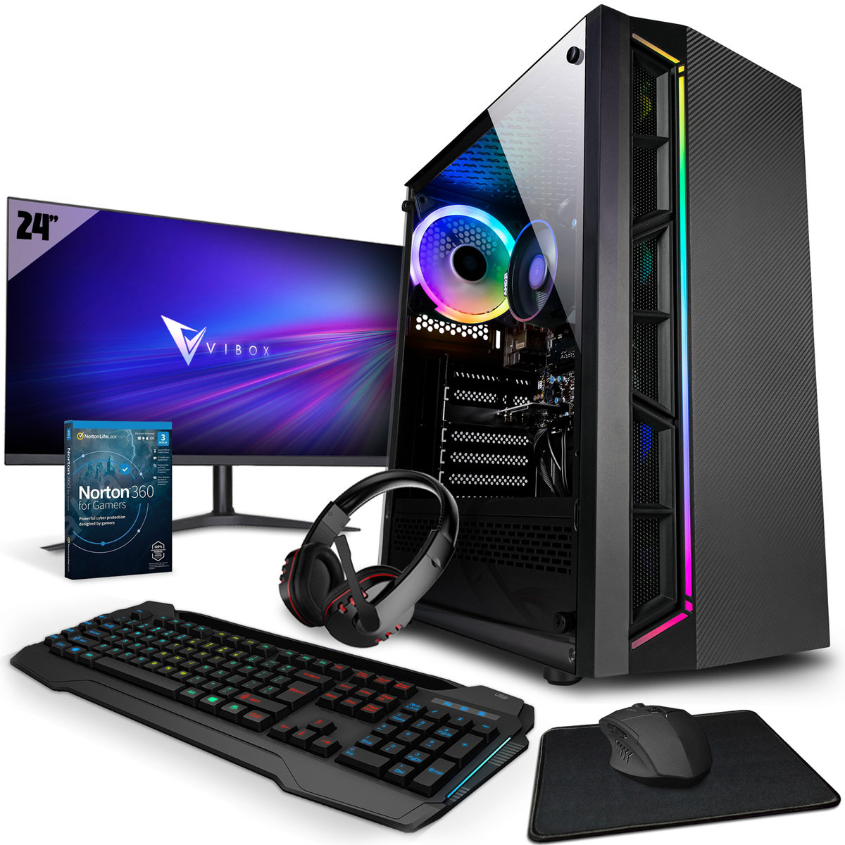 Vibox I 38 Gaming Pc Komputer Gamingowy Pakiet Ekranów 24 Quad Core Amd Ryzen 3200g 8549