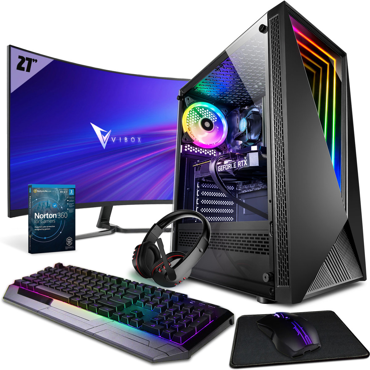 Vibox Viii 16 Gaming Pc Komputer Gamingowy Zakrzywiony Ekran 27 144