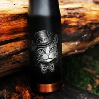 VICARLO KUBEK TERMICZNY TERMOS BUTELKA GRAWER KOT KOTEK W MELONIKU - 600 ml