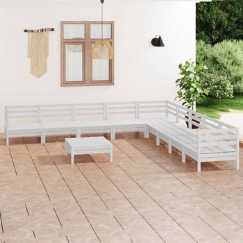vidaXL 10-cz. zestaw wypoczynkowy do ogrodu, biały, drewno sosnowe - vidaXL