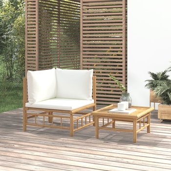 vidaXL 2-cz. zestaw mebli do ogrodu, kremowe poduszki, bambus - vidaXL