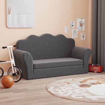 vidaXL 2-os. sofa dla dzieci, rozkładana, antracytowa, miękki plusz - vidaXL