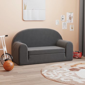 vidaXL 2-os. sofa dla dzieci, rozkładana, antracytowa, miękki plusz - vidaXL