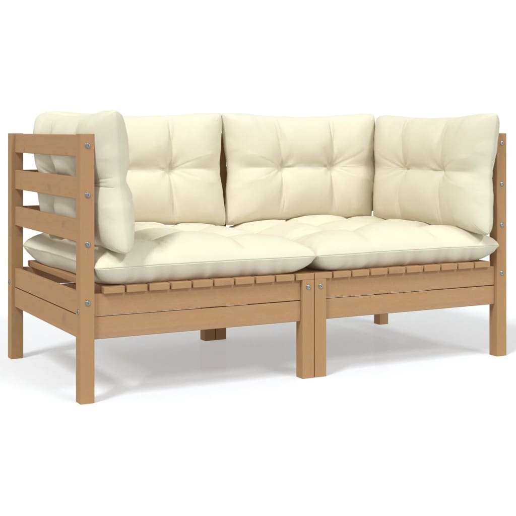 Zdjęcia - Meble ogrodowe VidaXL 2-osobowa sofa ogrodowa z kremowymi poduszkami, drewno sosnowe 