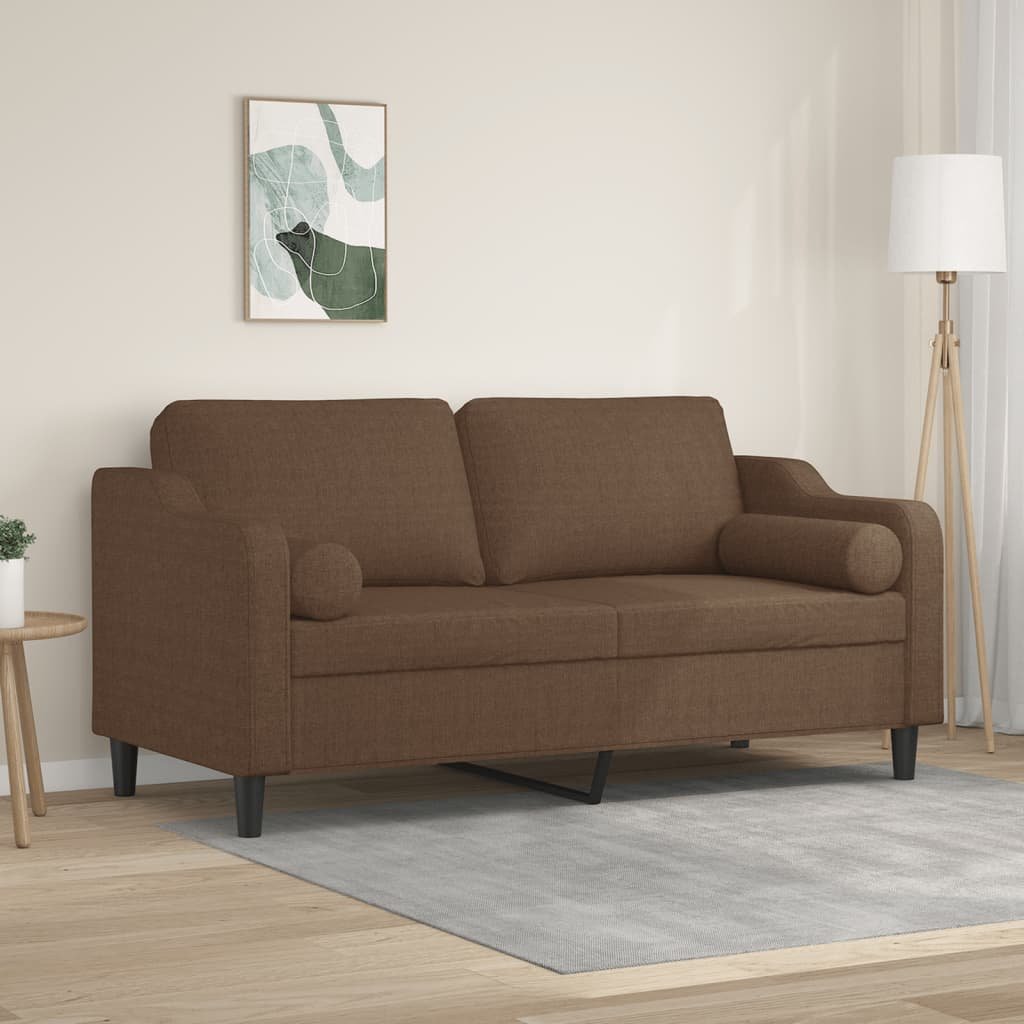 Фото - Диван VidaXL 2-osobowa sofa z poduszkami, brązowa, 140 cm, tkanina 