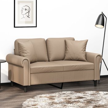 vidaXL 2-osobowa sofa z poduszkami, cappuccino, 120 cm, sztuczna skóra - vidaXL