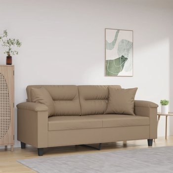 vidaXL 2-osobowa sofa z poduszkami, cappuccino, 140 cm, sztuczna skóra - vidaXL