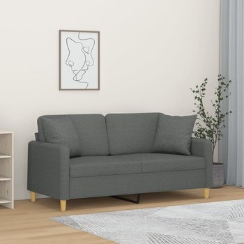 vidaXL 2-osobowa sofa z poduszkami, ciemnoszara, 140 cm, tkanina - vidaXL