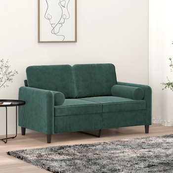 vidaXL 2-osobowa sofa z poduszkami, ciemnozielona, 120 cm, aksamit - vidaXL