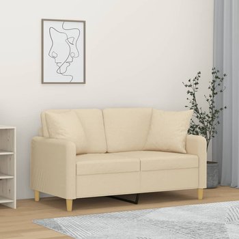 vidaXL 2-osobowa sofa z poduszkami, kremowa, 120 cm, tkanina - vidaXL