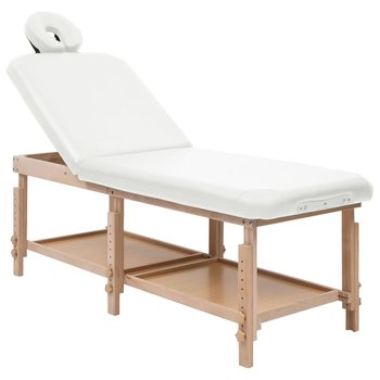 vidaXL 2-strefowy stół do masażu, biały, obity sztuczną skórą - vidaXL