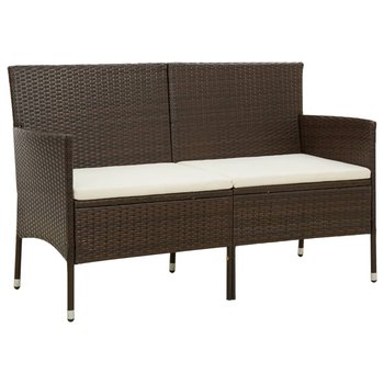 vidaXL 3-osobowa sofa ogrodowa z poduszką, brązowa, polirattan - vidaXL