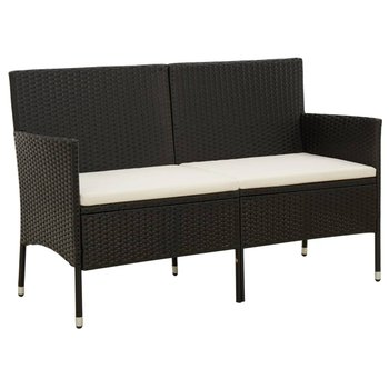 vidaXL 3-osobowa sofa ogrodowa z poduszką, czarna, polirattan - vidaXL