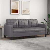 vidaXL 3-osobowa sofa, szara, 180 cm, sztuczna skóra vidaXL