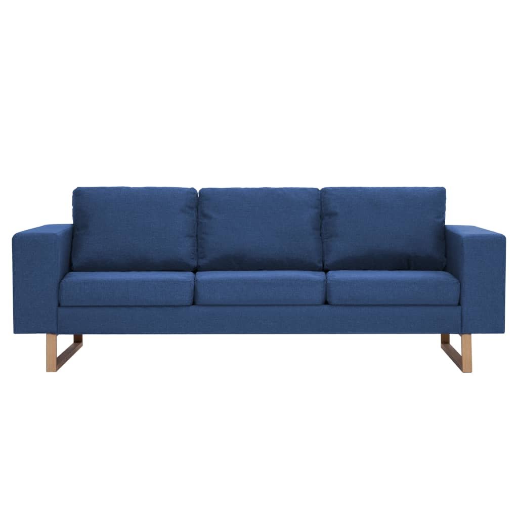 vidaXL 3-osobowa sofa tapicerowana tkaniną, niebieska