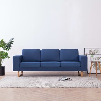 vidaXL 3-osobowa sofa tapicerowana tkaniną, niebieska - vidaXL