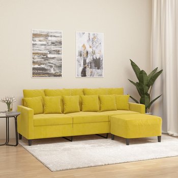 vidaXL 3-osobowa sofa z podnóżkiem, żółta, 180 cm, aksamit - vidaXL