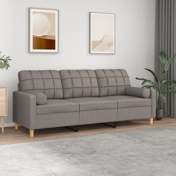 vidaXL 3-osobowa sofa z poduszkami, kolor taupe, 180 cm, tkanina - vidaXL