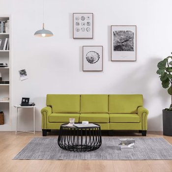 vidaXL 3-osobowa sofa, zielona, tapicerowana tkaniną - vidaXL
