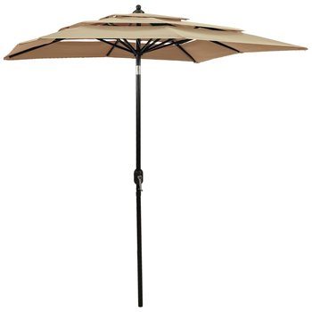 vidaXL 3-poziomowy parasol na aluminiowym słupku, kolor taupe, 2x2 m - vidaXL
