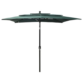 vidaXL 3-poziomowy parasol na aluminiowym słupku, zielony, 2,5x2,5 m - vidaXL