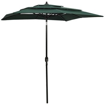 vidaXL 3-poziomowy parasol na aluminiowym słupku, zielony, 2x2 m - vidaXL