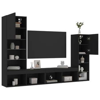 vidaXL 4-cz. zestaw mebli TV z LED, czarny, materiał drewnopochodny - vidaXL