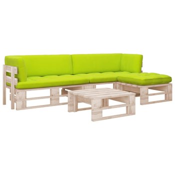 vidaXL 4-cz. zestaw wypoczynkowy z palet, z poduszkami, drewno sosnowe - vidaXL