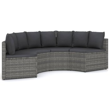 vidaXL 4-częściowa sofa do ogrodu, z poduszkami, polirattan, szara - vidaXL