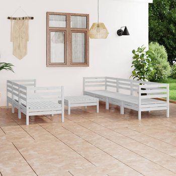 vidaXL 8-cz. zestaw wypoczynkowy do ogrodu, biały, drewno sosnowe - vidaXL