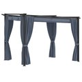 vidaXL Altana ogrodowa z zasłonami, 3 x 3 m, antracytowa, stal - vidaXL