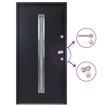 vidaXL Aluminiowe drzwi zewnętrzne, antracytowe, 90 x 200 cm  - vidaXL