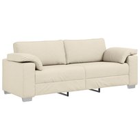 vidaXL Beżowy Metal, Drewno, Pianka, Textilene, Len Sofa 3-osobowa