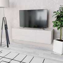 vidaXL Biała szafka pod TV, 120x40x34 cm, płyta wiórowa, wysoki połysk