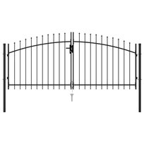 vidaXL, Brama dwuskrzydłowa z grotami, stalowa, 3x1,25 m, czarna vidaXL