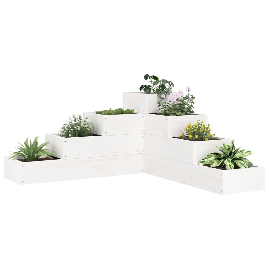 Фото - Інша садова техніка VidaXL Donica ogrodowa, 4-poziomowa, 80,5x79x36 cm, biała, sosnowa 