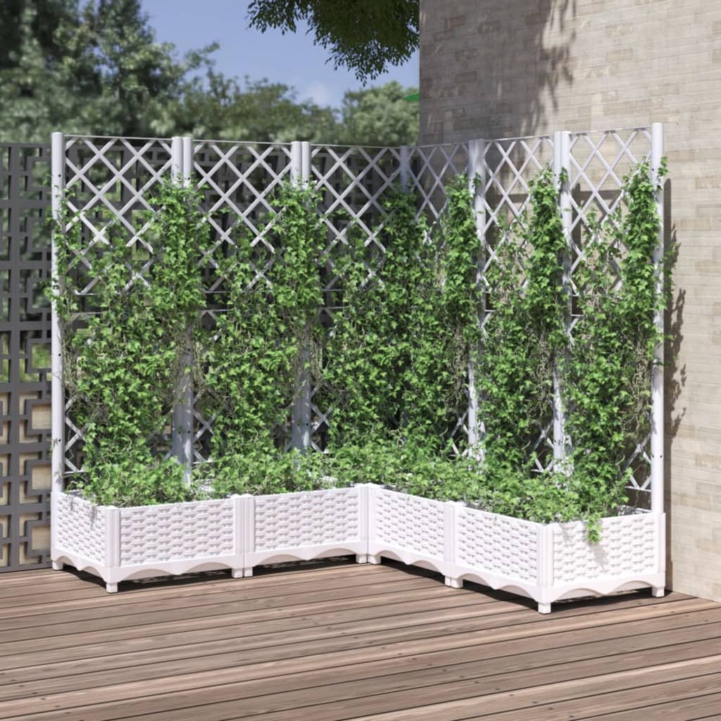 Фото - Інша садова техніка VidaXL Donica ogrodowa z kratką, biała, 120x120x121,5 cm, PP 