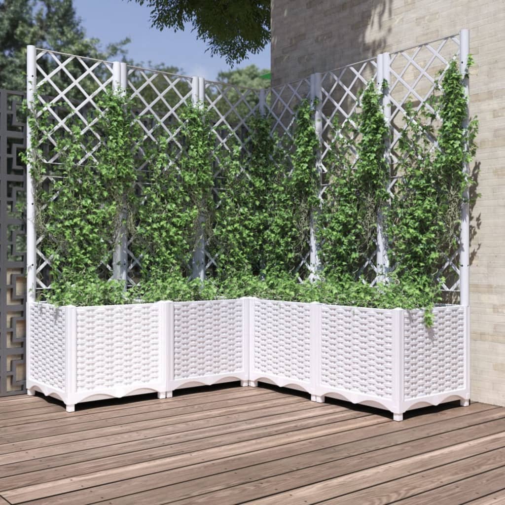 Фото - Інша садова техніка VidaXL Donica ogrodowa z kratką, biała, 120x120x136 cm, PP 