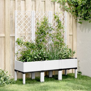 vidaXL Donica ogrodowa z kratką, biała, 120x40x142 cm, PP - vidaXL