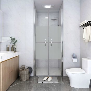vidaXL, Drzwi prysznicowe, szkło częściowo mrożone, ESG, 86x190 cm - vidaXL
