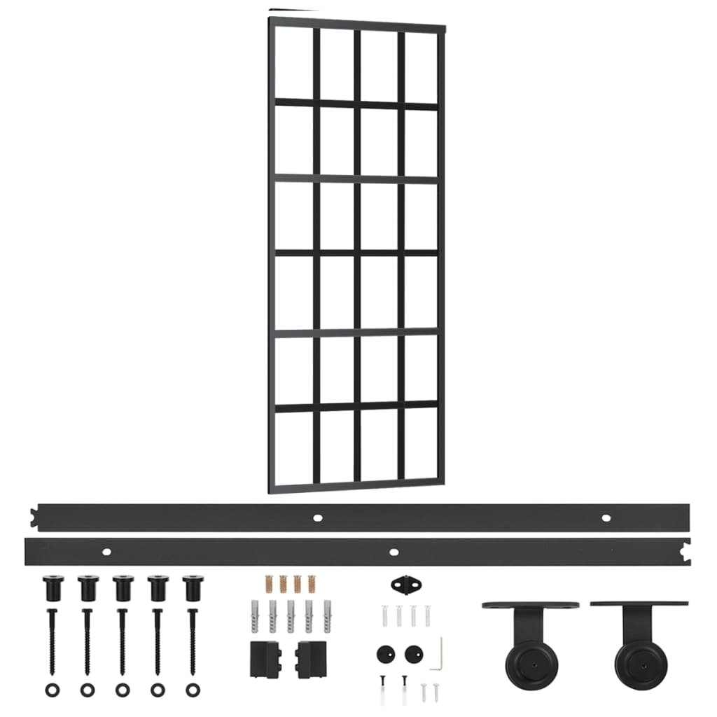 Vidaxl Drzwi Przesuwne Z Osprzętem, Szkło Esg I Aluminium, 76X205 Cm-Zdjęcie-0