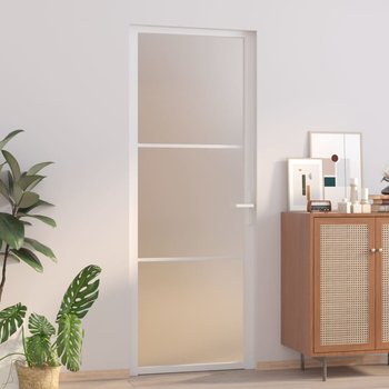 vidaXL Drzwi wewnętrzne, 76x201,5 cm, białe, matowe szkło i aluminium - vidaXL