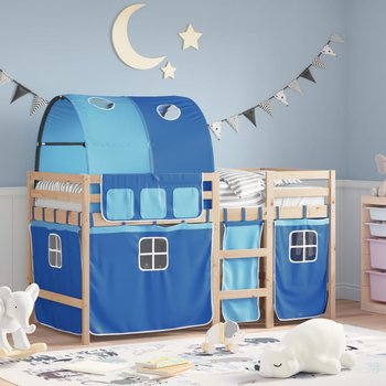 vidaXL Dziecięce łóżko na antresoli, z tunelem, niebieskie, 80x200 cm - vidaXL