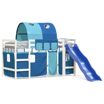 vidaXL Dziecięce łóżko na antresoli, z tunelem, niebieskie, 90x190 cm - vidaXL