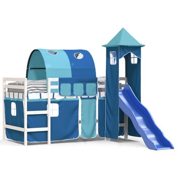 vidaXL Dziecięce łóżko na antresoli, z wieżą, niebieskie, 80x200 cm - vidaXL